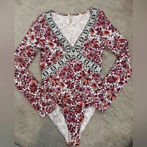 Free People Nowhere to Be Floral Bodysuit